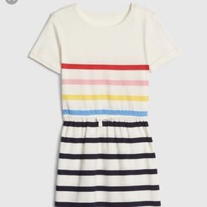 Gap Kids Stripe T-shirt Dress in Ivory Rainbow
